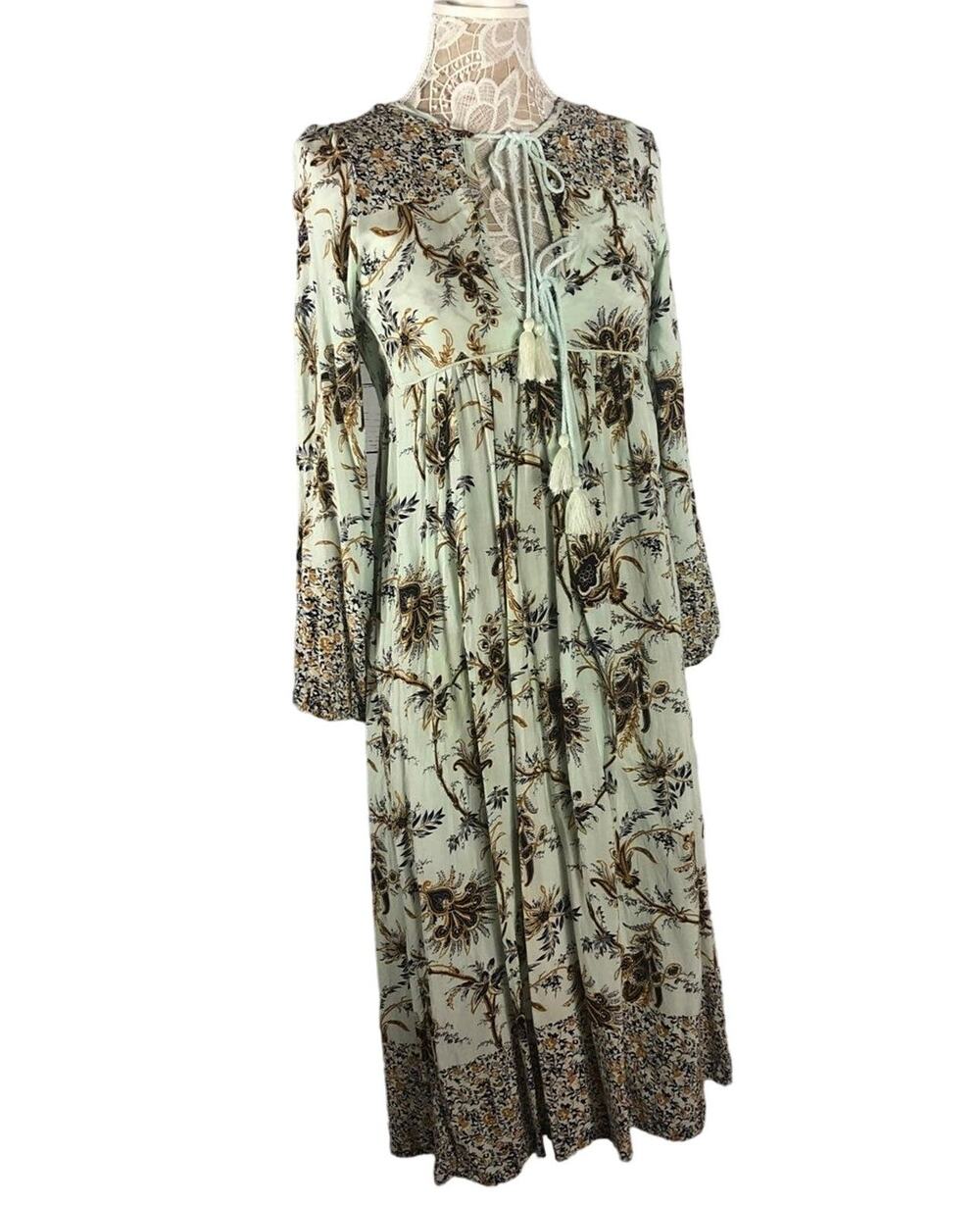 R.Vivimos Floral Tassel Bohemian Maxi Dress size small
